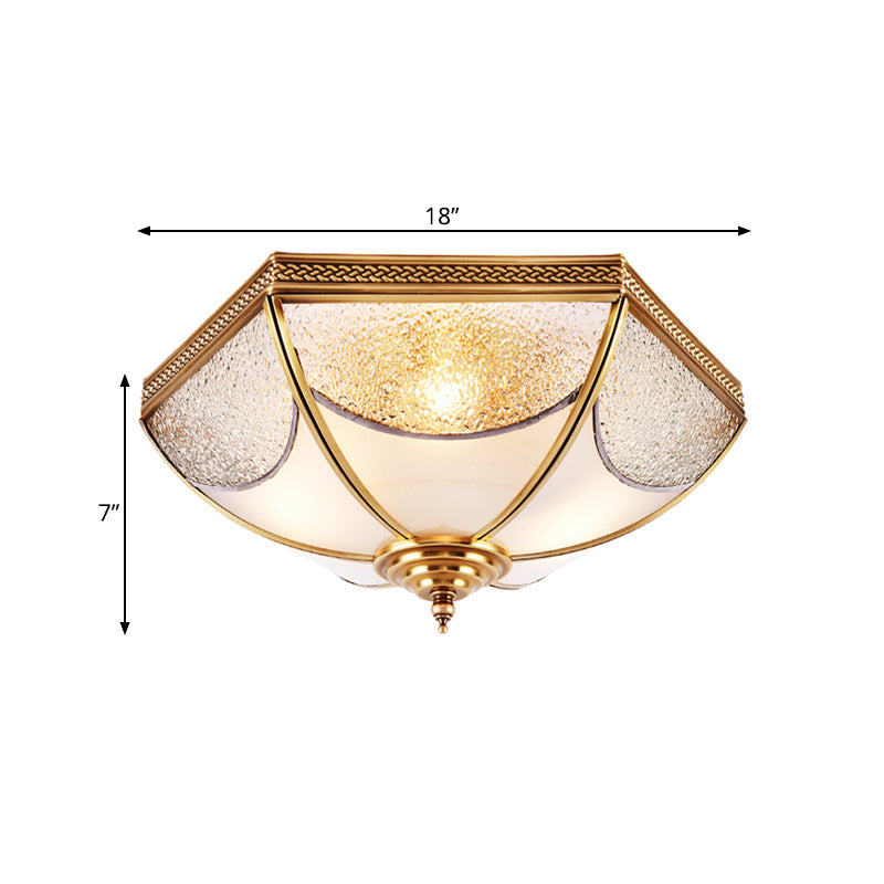 Ridged Flush Mount Traditional Glass Brass Chandelier - 14/18/23.5 Wide 3/4/6 Bulbs