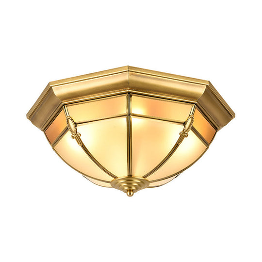 Traditional Frosted Glass Dome Flush Mount Chandelier - Brass Ceiling Mount with Multiple Bulbs (14"/18"/23.5" Wide)