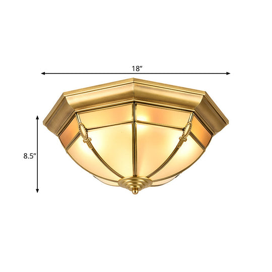 Traditional Frosted Glass Dome Flush Mount Chandelier - Brass Ceiling Mount with Multiple Bulbs (14"/18"/23.5" Wide)