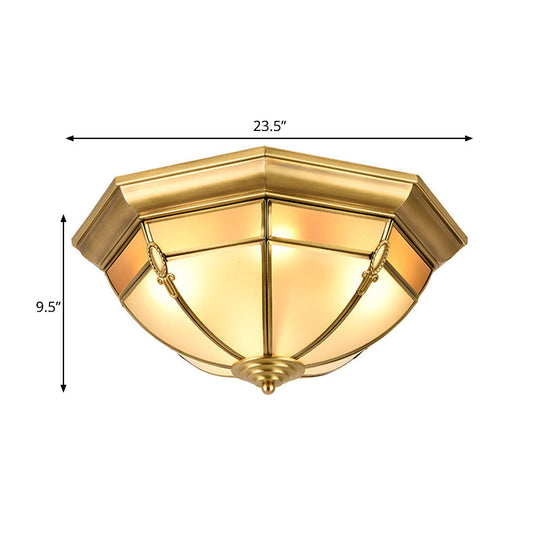 Traditional Frosted Glass Dome Flush Mount Chandelier - Brass Ceiling Mount with Multiple Bulbs (14"/18"/23.5" Wide)