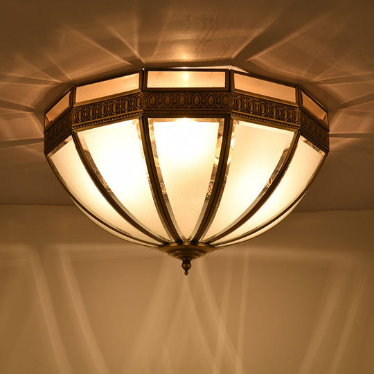 Traditional White Glass Dome Flush Mount Lamp With 3 Bulbs - Ideal Ceiling-Mounted Light For Living