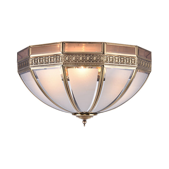 Traditional White Glass Dome Flush Mount Lamp with 3 Bulbs - Ideal Ceiling-Mounted Light for Living Room