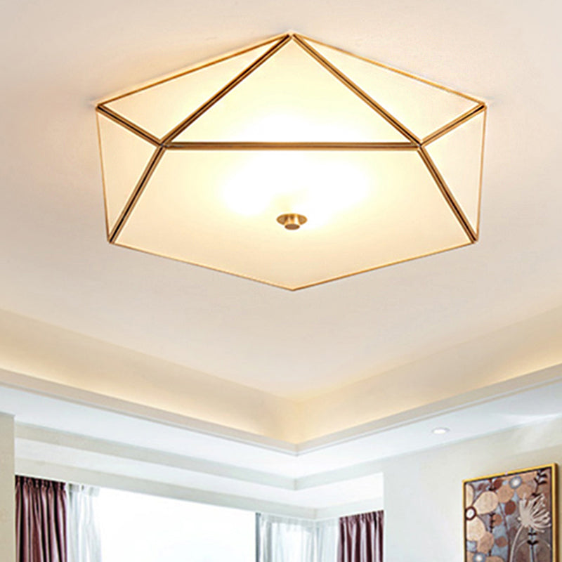 Modern Geometric Glass Flush Mount Chandelier - 3 Heads Ceiling Light Fixture for Living Room