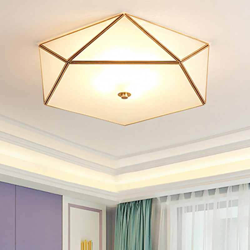 Modern Geometric Glass Flush Mount Chandelier - 3 Heads Ceiling Light Fixture for Living Room