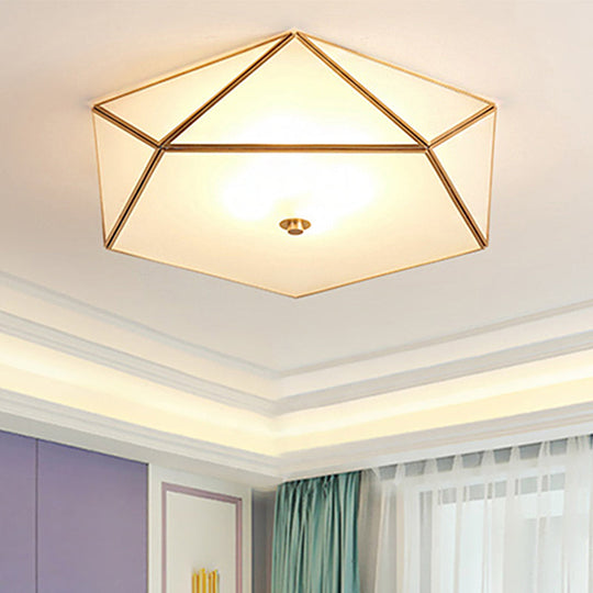 Modern Geometric Glass Flush Mount Chandelier - 3 Heads Ceiling Light Fixture For Living Room