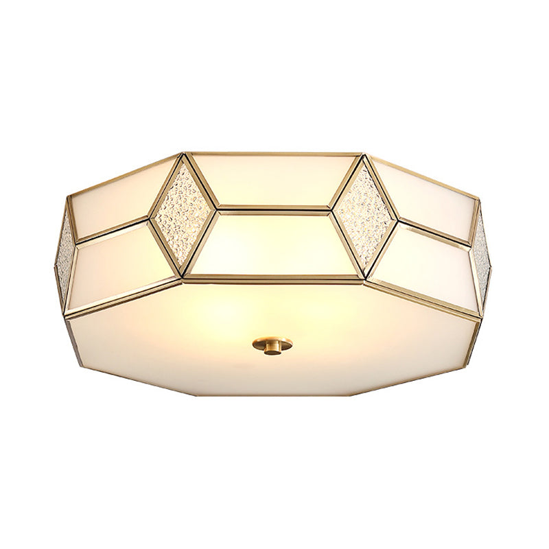 Geometrical Flush Mount Traditional White Glass Chandelier - Wide Options, 2/3 Bulbs