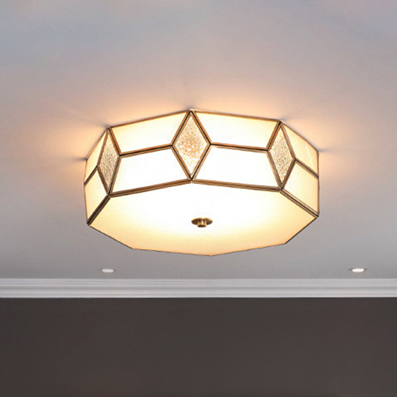 Geometrical Flush Mount Traditional White Glass Chandelier - Wide Options 2/3 Bulbs