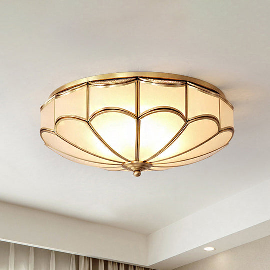 Traditional Opal Glass Dome Flush Mount Chandelier - 14"/18" Wide, 3/4 Bulbs, Brass Ceiling Mount