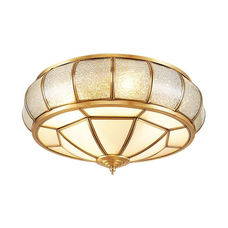 Water Glass Brass Circle Flush Mount Ceiling Light Fixture for Hallway - 3/4/6 Bulbs - 14"/18"/23.5" Wide