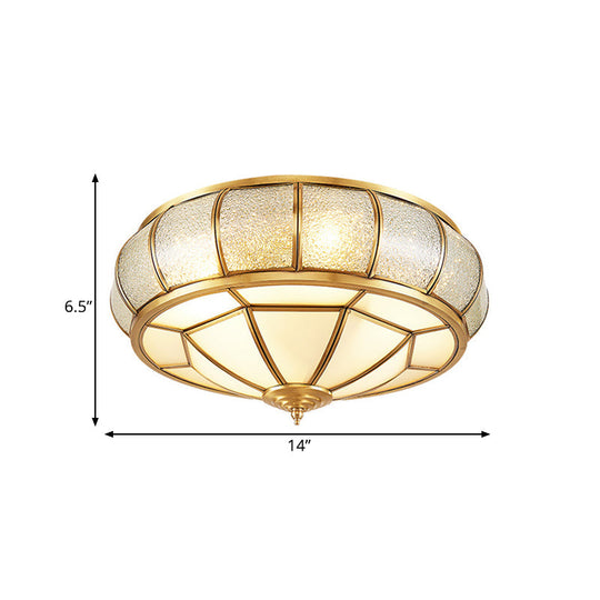 Water Glass Brass Circle Flush Mount Ceiling Light Fixture for Hallway - 3/4/6 Bulbs - 14"/18"/23.5" Wide