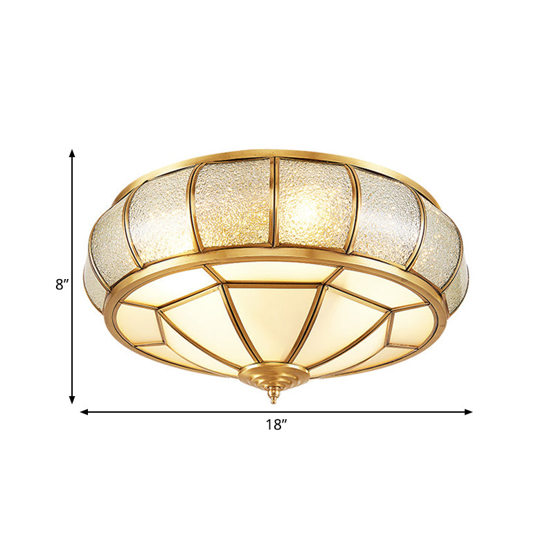 Water Glass Brass Circle Flush Mount Ceiling Light Fixture for Hallway - 3/4/6 Bulbs - 14"/18"/23.5" Wide