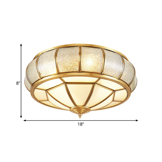 Water Glass Brass Circle Flush Mount Ceiling Light Fixture for Hallway - 3/4/6 Bulbs - 14"/18"/23.5" Wide