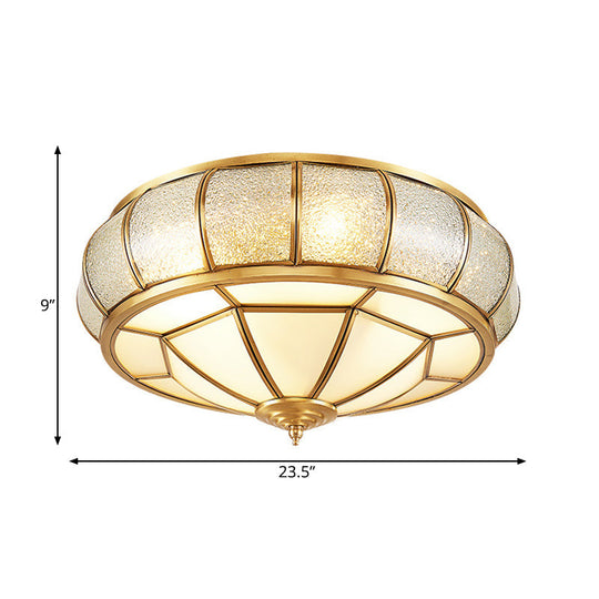 Water Glass Brass Circle Flush Mount Ceiling Light Fixture for Hallway - 3/4/6 Bulbs - 14"/18"/23.5" Wide