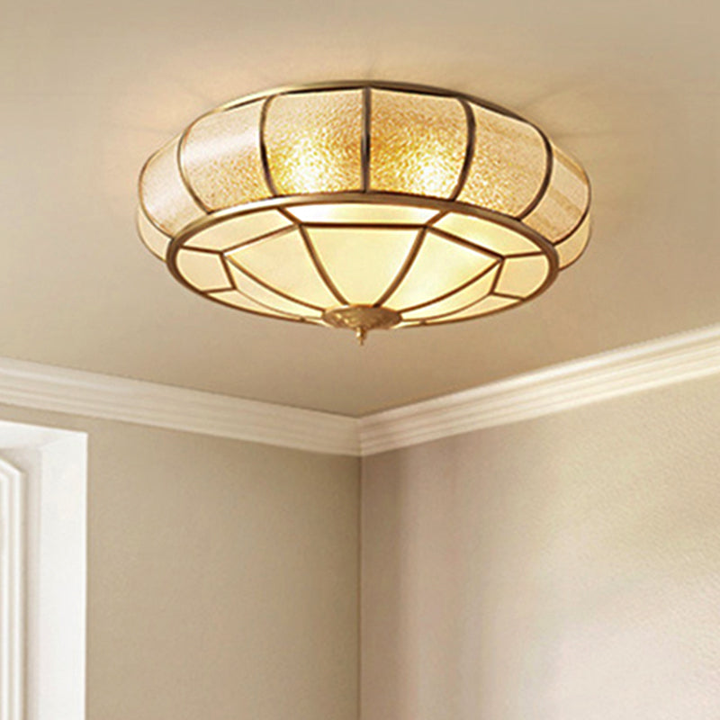 Water Glass Brass Circle Flush Mount Ceiling Light Fixture for Hallway - 3/4/6 Bulbs - 14"/18"/23.5" Wide