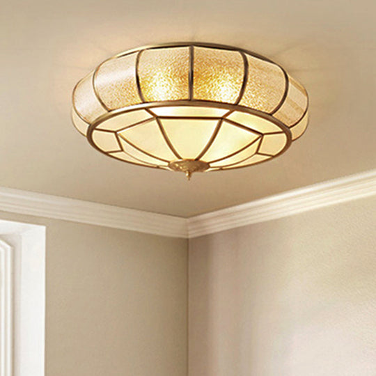 Water Glass Brass Circle Flush Mount Ceiling Light Fixture for Hallway - 3/4/6 Bulbs - 14"/18"/23.5" Wide