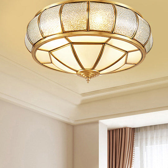 Water Glass Brass Circle Flush Mount Ceiling Light Fixture for Hallway - 3/4/6 Bulbs - 14"/18"/23.5" Wide