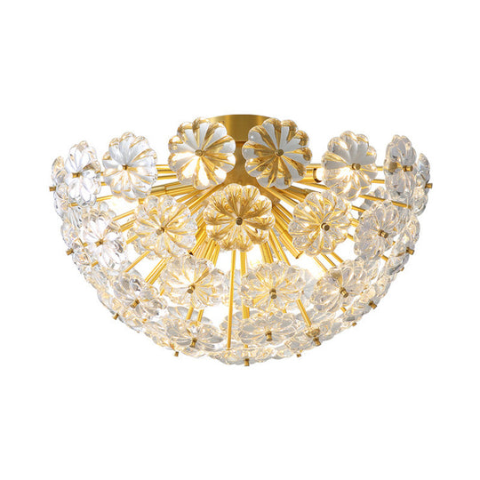 Tradition Clear Glass Brass Flush Mount Ceiling Light Fixture for Bedroom - 3 Bulb, 12.5"/19" Wide