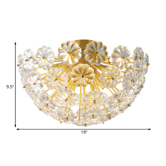 Tradition Clear Glass Brass Flush Mount Ceiling Light Fixture for Bedroom - 3 Bulb, 12.5"/19" Wide