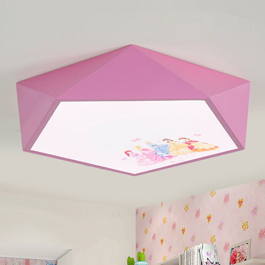 Kindergarten Flush Mount Ceiling Light - Pink Acrylic Cartoon Geometry Shape