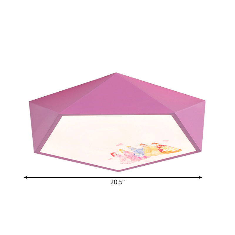 Kindergarten Flush Mount Ceiling Light - Pink Acrylic Cartoon Geometry Shape