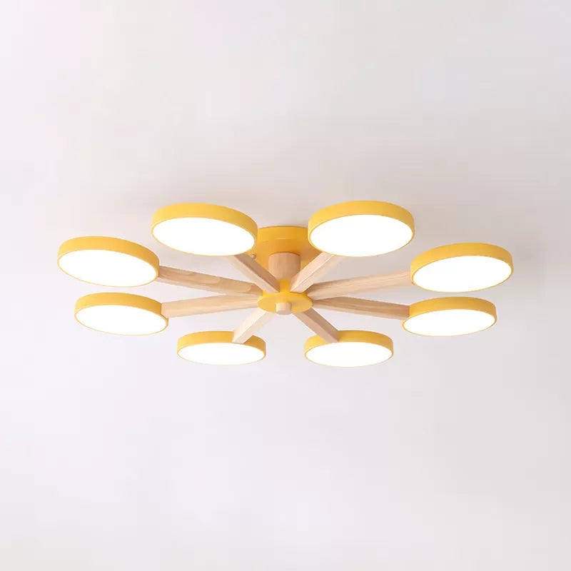 Semi-Flush Mount Snowflake Ceiling Light with 8 Modern Macaron Lights for Living Room