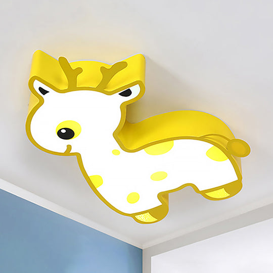 Cartoon Deer Flush Ceiling Light: Acrylic Fixture for Kids' Bedroom