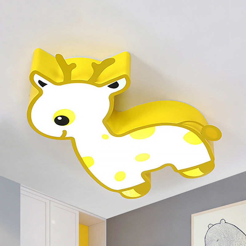 Cartoon Deer Flush Ceiling Light: Acrylic Fixture for Kids' Bedroom