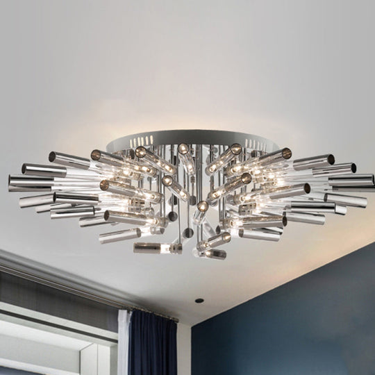 Stylish Sputnik Semi-Flush Light W/ Nine Or Twenty-One Stainless Steel Lights - Ideal For Dining