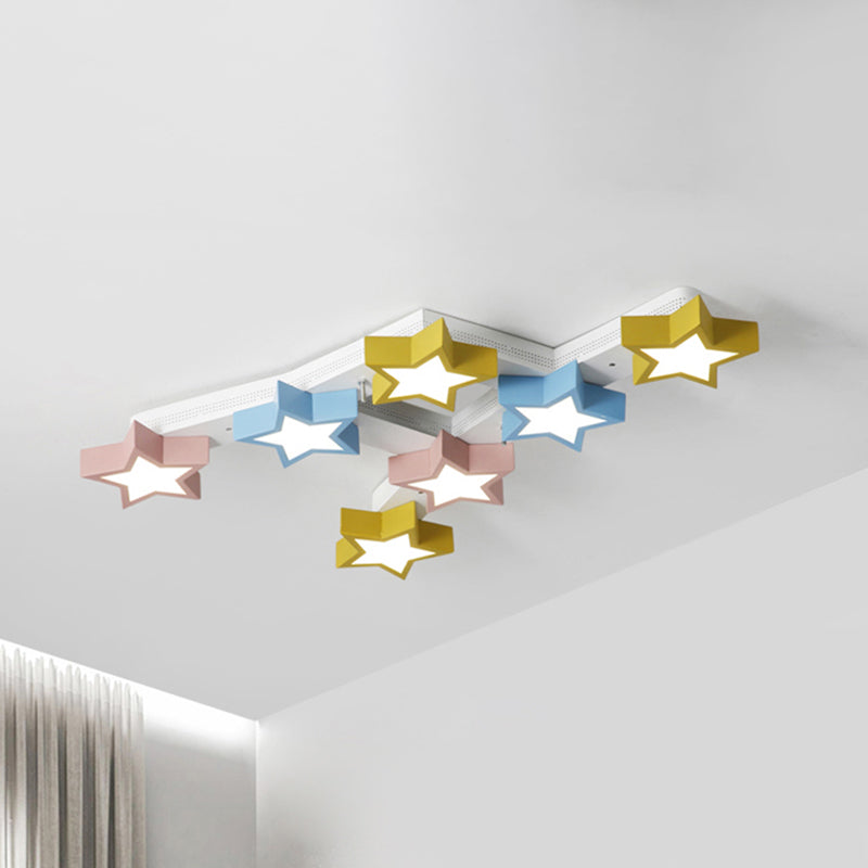 Starry Child Bedroom Ceiling Lamp - Multi-Color Acrylic Flush Light (7 Head Macron Style)