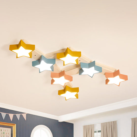 Starry Child Bedroom Ceiling Lamp - Multi-Color Acrylic Flush Light (7 Head Macron Style)