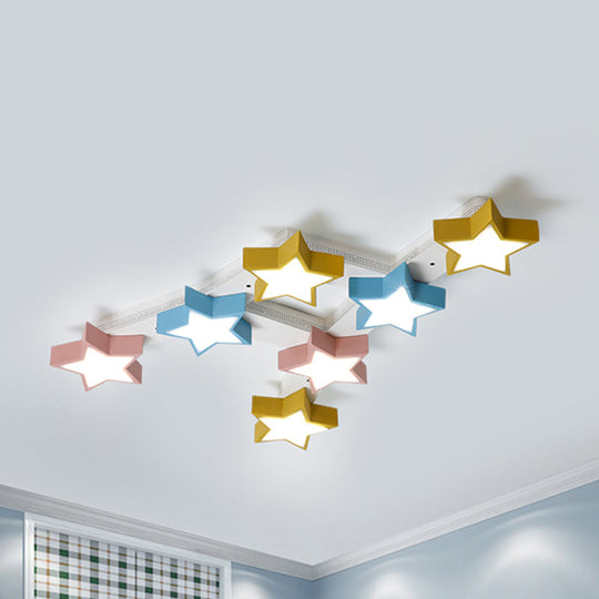 Starry Child Bedroom Ceiling Lamp - Multi-Color Acrylic Flush Light (7 Head Macron Style)