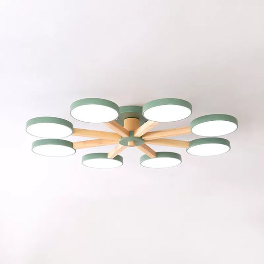 Semi-Flush Mount Snowflake Ceiling Light with 8 Modern Macaron Lights for Living Room