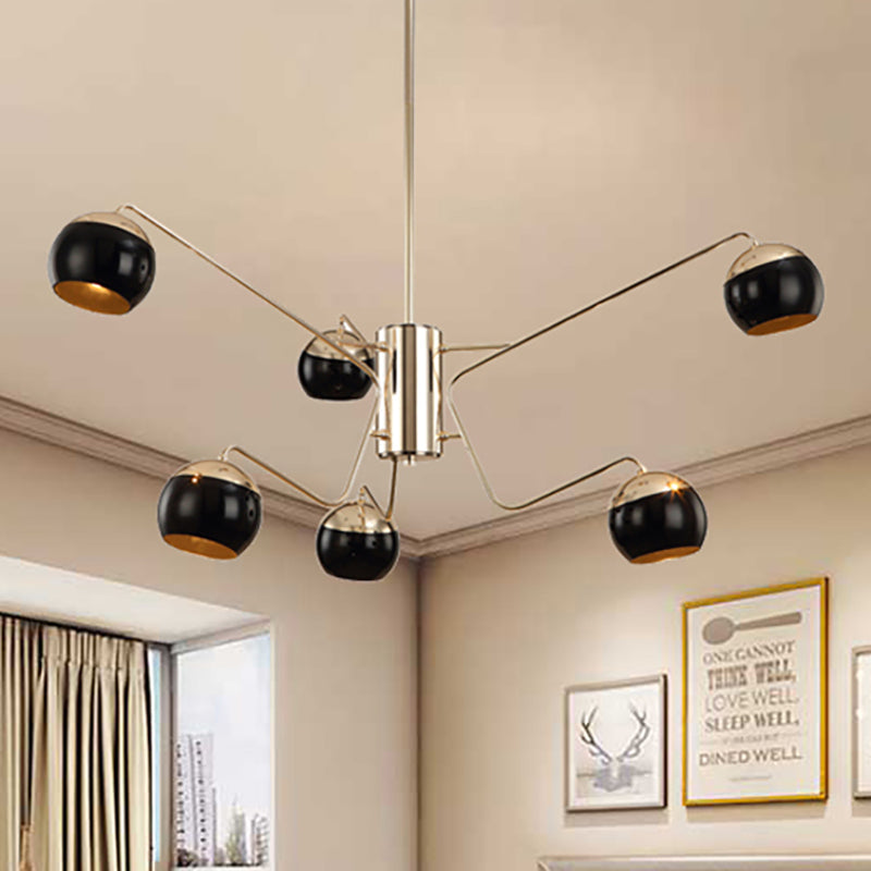 Stylish Globe Shade Chandelier Pendant Light Metal 6/8/12 Heads Black Perfect For Bedroom Lighting