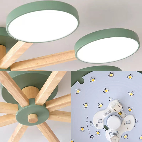 Semi-Flush Mount Snowflake Ceiling Light with 8 Modern Macaron Lights for Living Room