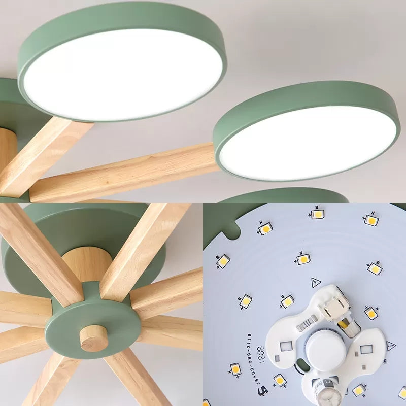 Semi-Flush Mount Snowflake Ceiling Light With 8 Modern Macaron Lights For Living Room