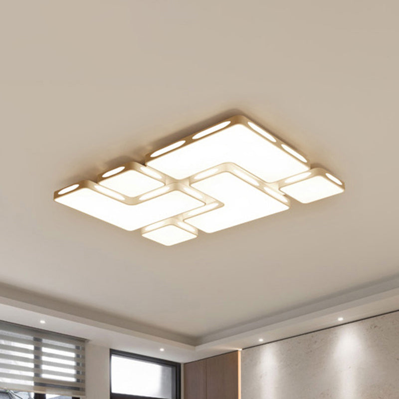 Modern Flush Mount Led Ceiling Light For Bedroom - White Acrylic Warm/White Lighting