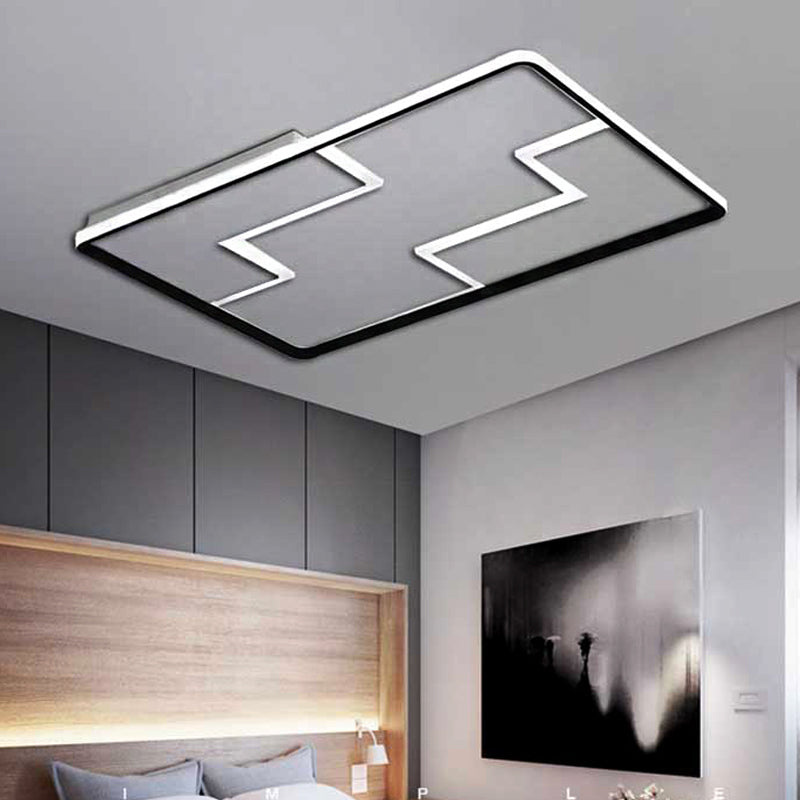 Acrylic Block LED Flush Ceiling Light Fixture - Simplicity Design - 19"/23"/27.5" Wide - White/Black - Warm/White Light