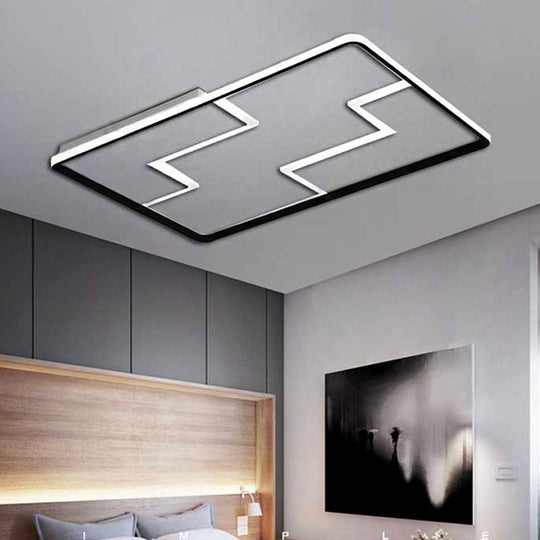 Acrylic Block Led Flush Ceiling Light Fixture - Simplicity Design 19/23/27.5 Wide White/Black