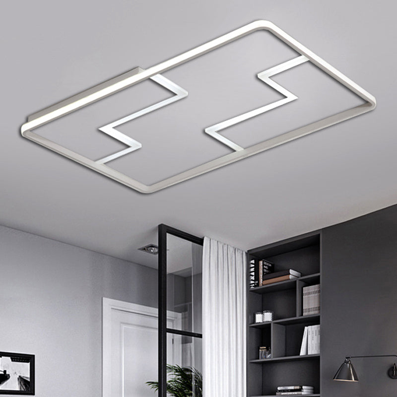 Acrylic Block LED Flush Ceiling Light Fixture - Simplicity Design - 19"/23"/27.5" Wide - White/Black - Warm/White Light