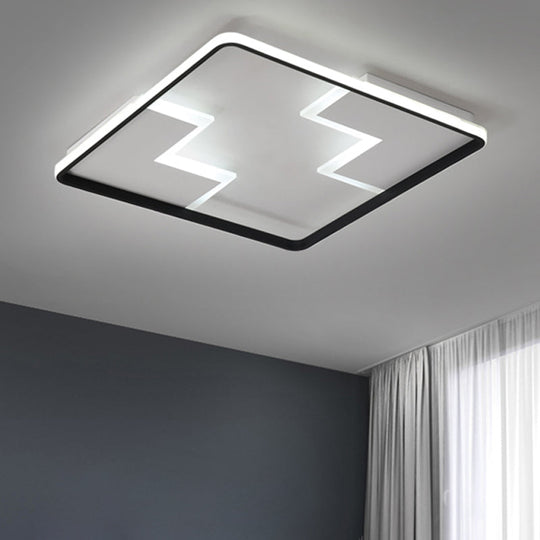 Acrylic Block LED Flush Ceiling Light Fixture - Simplicity Design - 19"/23"/27.5" Wide - White/Black - Warm/White Light