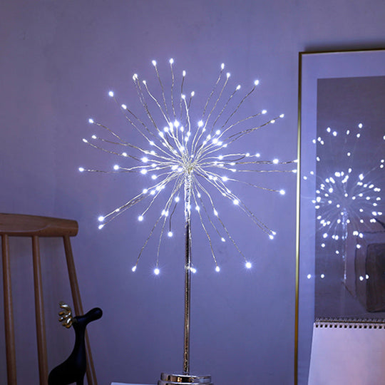 Led Dandelion Night Light: Chrome Art Deco Design - Ideal For Bedrooms