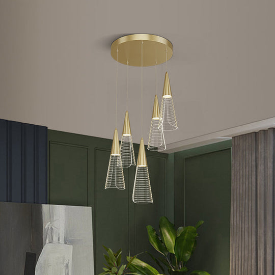 Led Cone Multi Pendant Ceiling Light - Modern Novelty Suspension For Dining Room