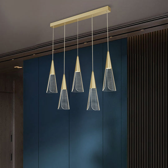 Led Cone Multi Pendant Ceiling Light - Modern Novelty Suspension For Dining Room