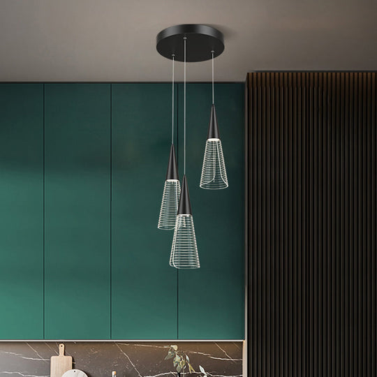 Led Cone Multi Pendant Ceiling Light - Modern Novelty Suspension For Dining Room