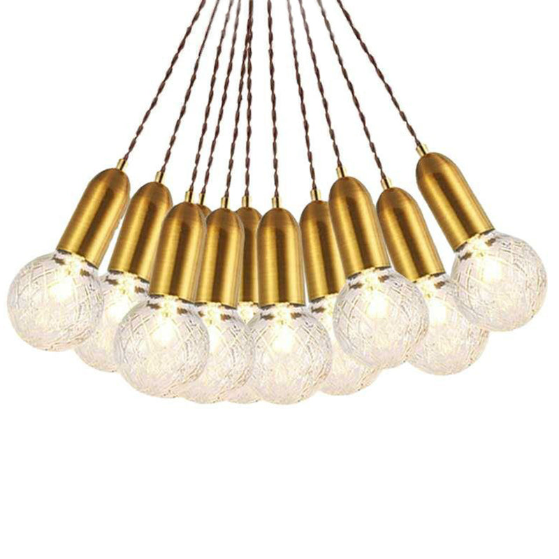 Nordic Brass Pendant Lamp: Lattice Glass Bulb Shaped For Restaurant Ceilings (1-Light)