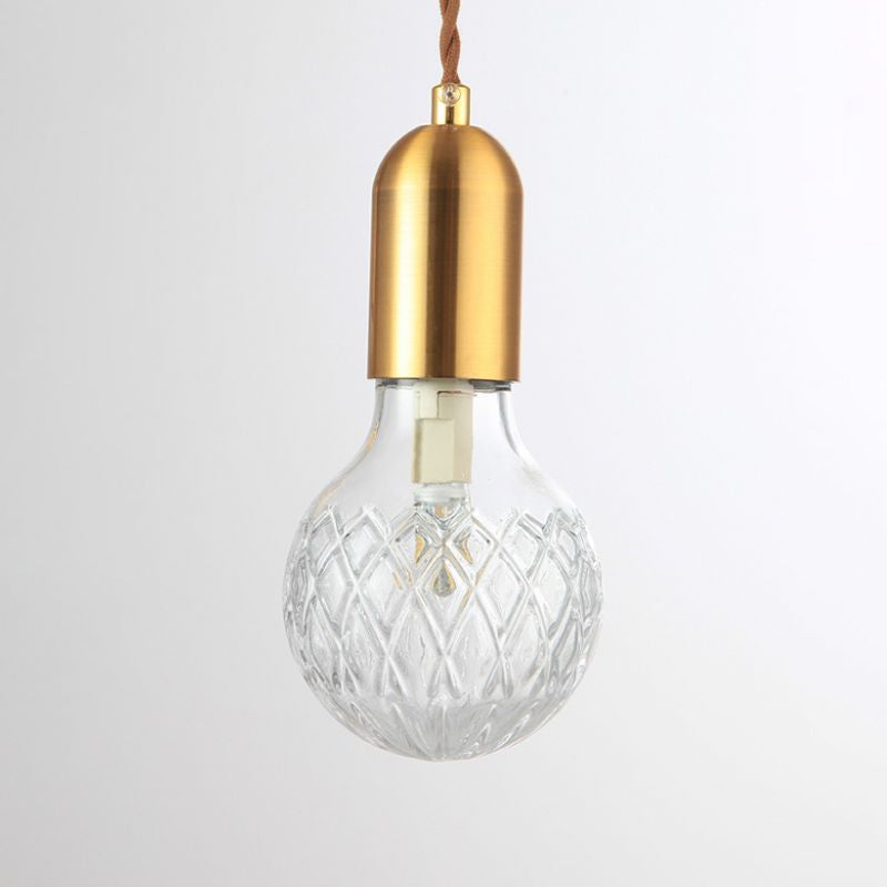 Nordic Brass Pendant Lamp: Lattice Glass Bulb Shaped For Restaurant Ceilings (1-Light)