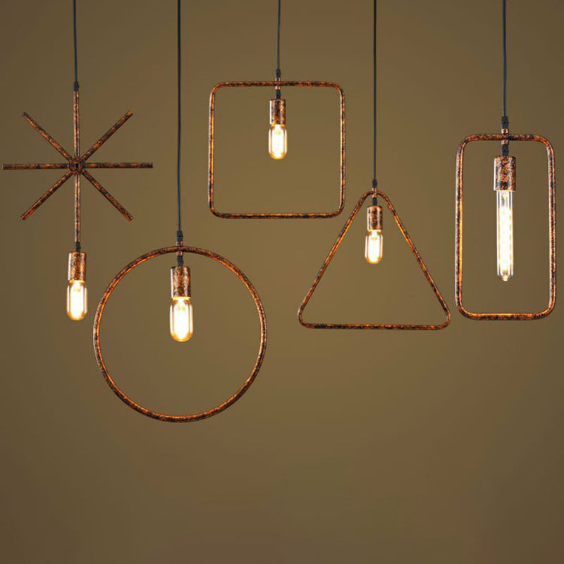 Geometric Single-Bulb Pendant Light: Industrial Metal Suspension for Dining Room