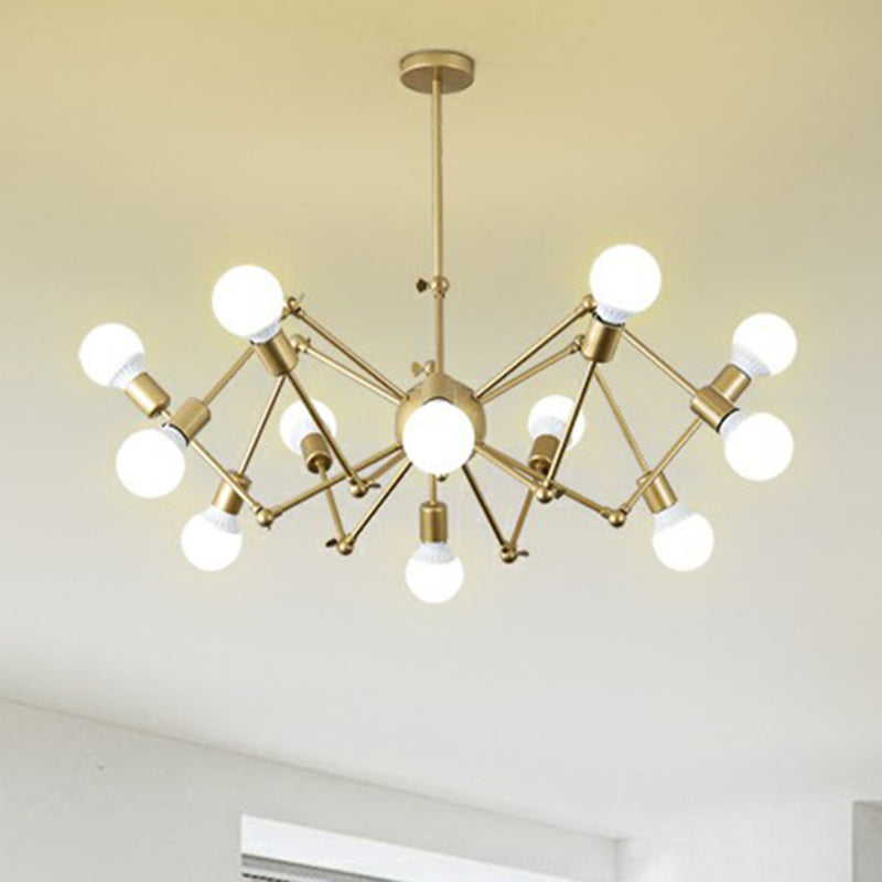 Nordic Swing Arm Pendant Chandelier with Open Bulb Design