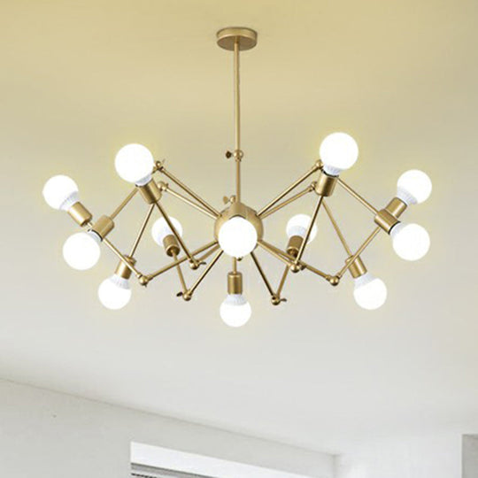 Nordic Swing Arm Pendant Chandelier with Open Bulb Design