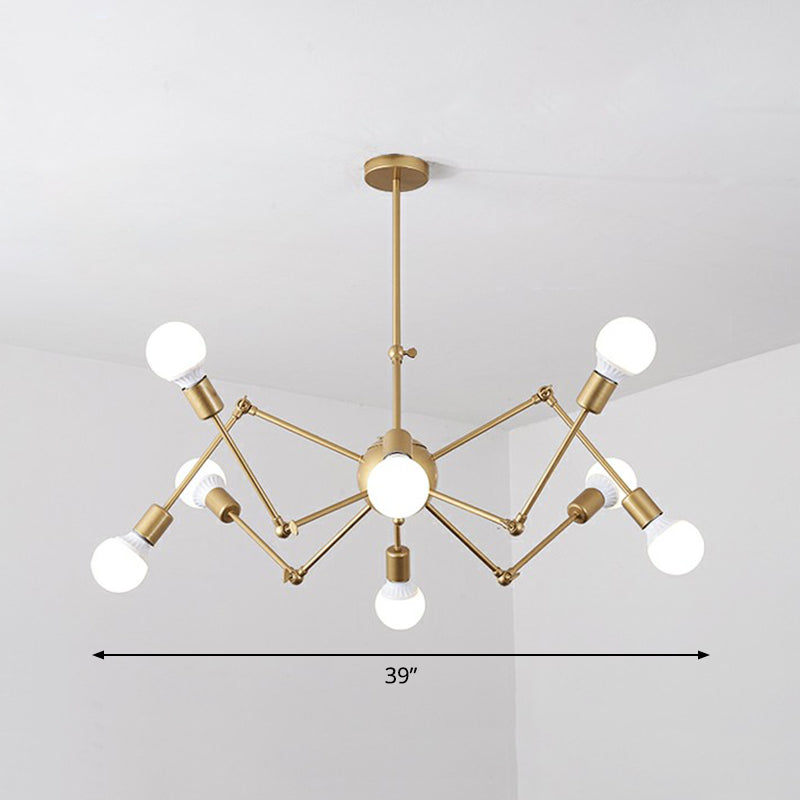 Nordic Swing Arm Pendant Chandelier with Open Bulb Design